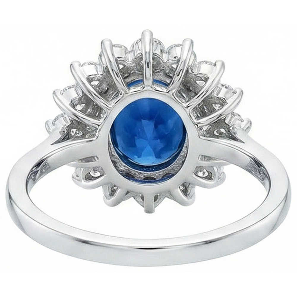 White Gold Sri Lankan Sapphire Natural Earth Mined Diamond ( Not Lab Grown ) Wedding Ring 1.70 Ct Jewelry