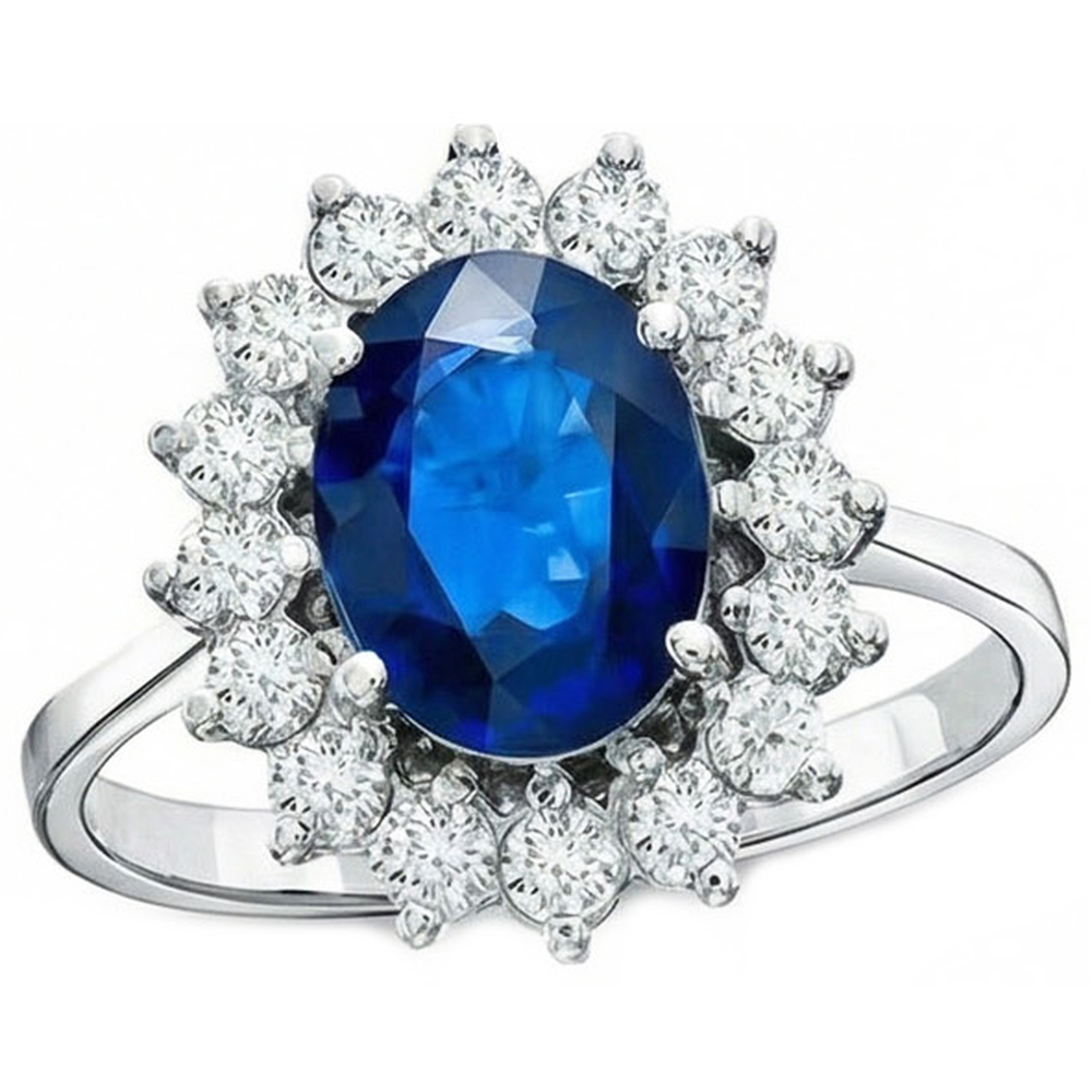 White Gold Sri Lankan Sapphire Natural Earth Mined Diamond ( Not Lab Grown ) Wedding Ring 1.70 Ct Jewelry