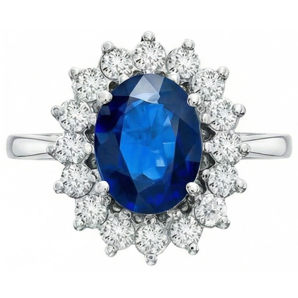 White Gold Sri Lankan Sapphire Natural Earth Mined Diamond ( Not Lab Grown ) Wedding Ring 1.70 Ct Jewelry
