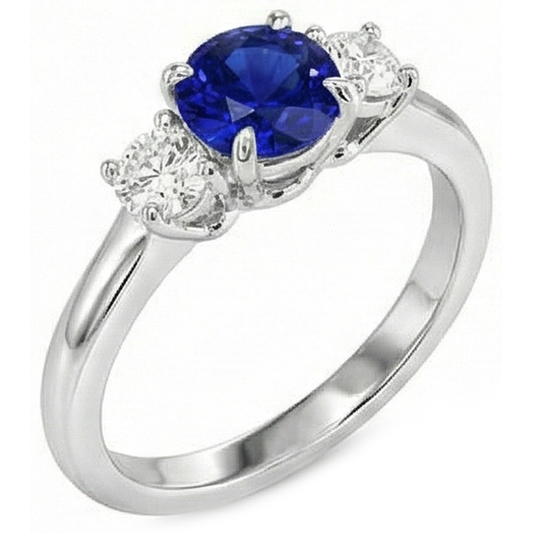 natural round sapphire 2ct ring front view
