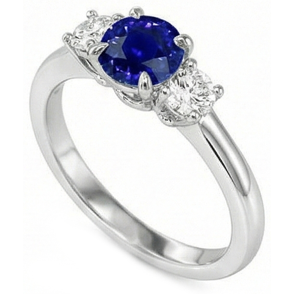 natural round sapphire 2ct ring close up detail