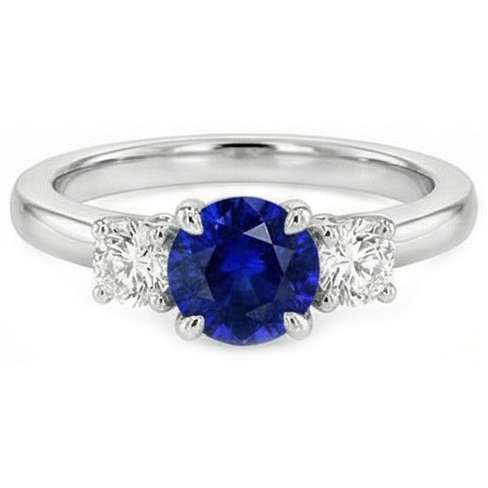 natural round sapphire 2ct ring side angle