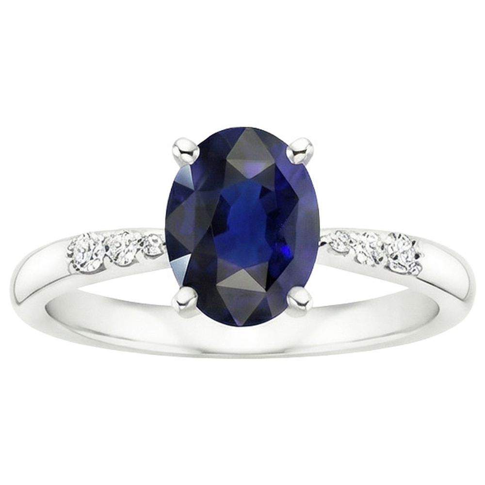 natural round sapphire 3.50ct ring profile view