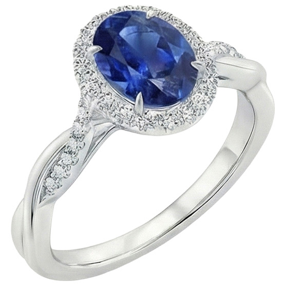 natural round sapphire 5ct ring front view