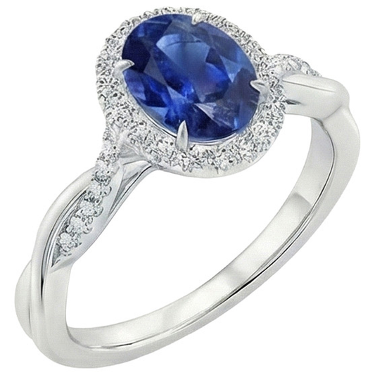 natural round sapphire 5ct ring front view