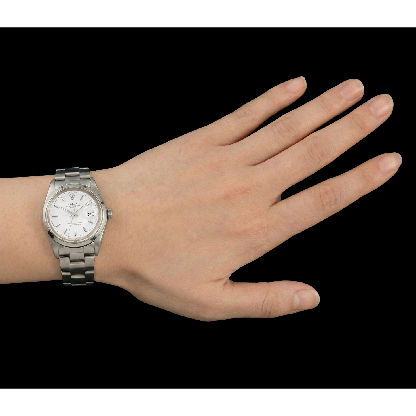 White Stick Dial Rolex Date Men Watch Oyster Bracelet Ss