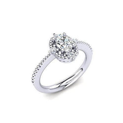 White Gold 14K 1.60 Carats Sparkling Real Natural Earth Mined Diamond Anniversary Ring Halo