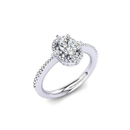 White Gold 14K 1.60 Carats Sparkling Real Diamond Anniversary Ring Halo