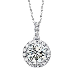 White Gold 14K 2.50 Carats Genuine Natural Earth Mined Diamonds Pendant Necklace New