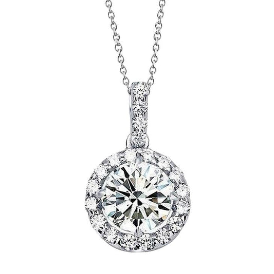 White Gold 14K 2.50 Carats Genuine Diamonds Pendant Necklace New