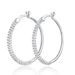 White Gold 14K 2.50 Carats Round Brilliant Cut Real Natural Earth Mined Diamonds Hoop Earrings