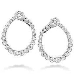 White Gold 14K 2 Carats Round Cut Hoop Real Diamond Earrings