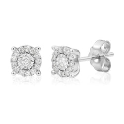 White Gold 14K 2 Carats Sparkling Round Genuine Diamond Women Stud Earrings