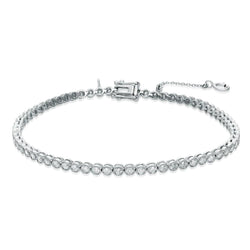 White Gold 14K 3.20 Carats Bezel Set Round Real Diamonds Tennis Bracelet