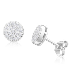 White Gold 14K 3.40 Carats Round Real Diamond Women Stud Halo Earring New