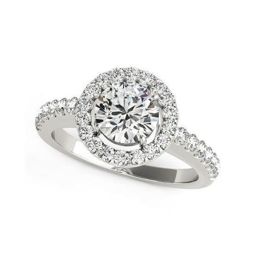 White Gold 14K 3.50 Carats Natural Diamond Halo Ring
