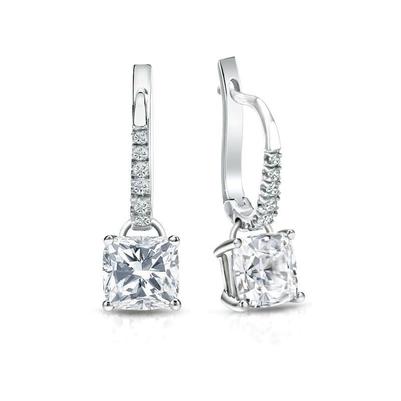 White Gold 14K 3.50 Carats Real Diamonds Dangle Earrings New