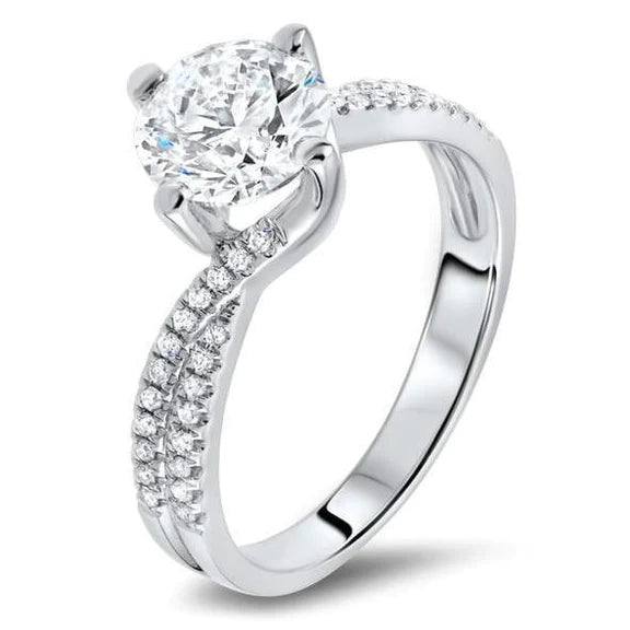 White Gold 14K 3.50 Ct Gorgeous Round Cut Genuine Diamond Anniversary Ring