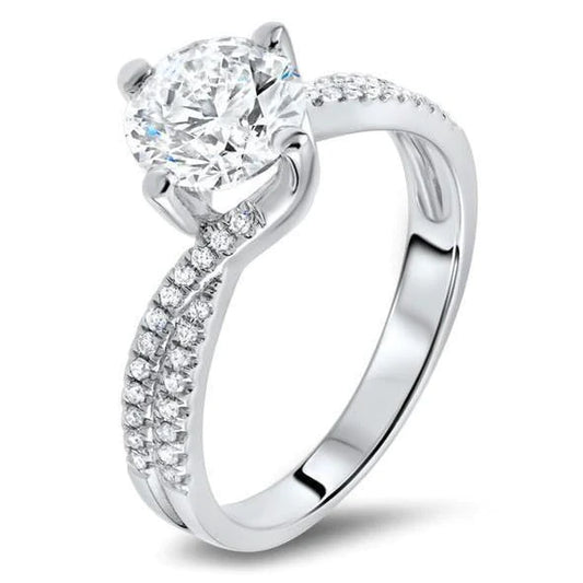 White Gold 14K 3.50 Ct Gorgeous Round Cut Genuine Diamond Anniversary Ring