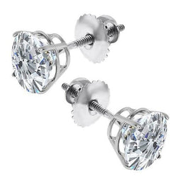 White Gold 14K 4.50 Carats Real Sparkling Diamonds Women Studs Earrings