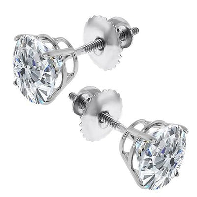 White Gold 14K 4.50 Carats Real Sparkling Diamonds Women Studs Earrings