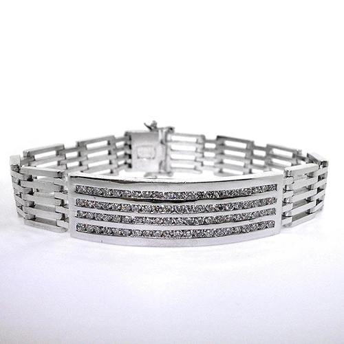 White Gold 14K 6 Carats Round Cut Men Natural Diamond Bracelet Jewelry