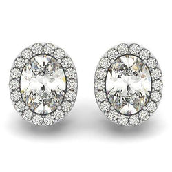 White Gold 14K 7.10 Carats Round Brilliant Cut Natural Diamonds Stud Earrings