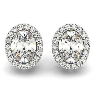 White Gold 14K 7.10 Carats Round Brilliant Cut Natural Diamonds Stud Earrings