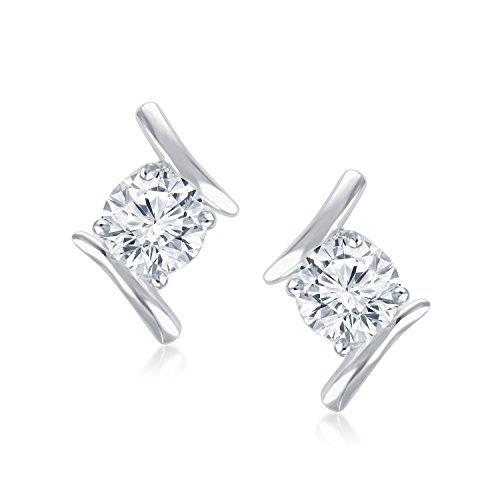 White Gold 14K Bezel Set 1.90 Ct Round Cut Real Diamonds Studs Earrings New