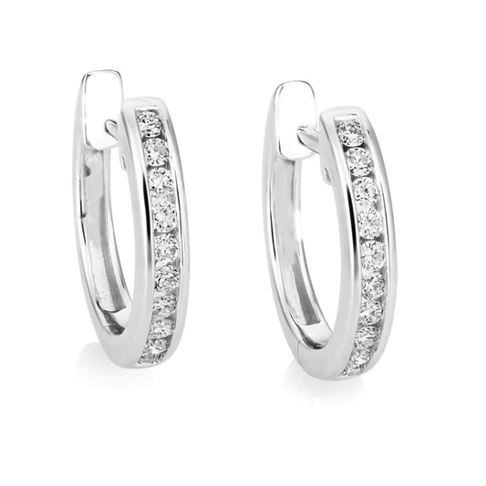 White Gold 14K Brilliant Cut 2.80 Carats Genuine Diamonds Hoop Earrings New