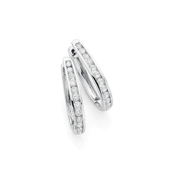 White Gold 14K Brilliant Cut 3.60 Carats Real Diamonds Hoop Earrings New