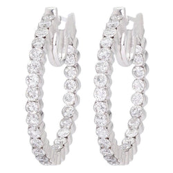 White Gold 14K Brilliant Cut 5.60 Carats Real Natural Earth Mined Diamonds Women Hoop Earrings