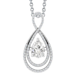 Brilliant Old Mine Cut Diamond Drop Pendant – 1.50 ct 14K White