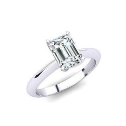 White Gold 14K Emerald Cut 1.75 Ct Genuine Diamond Solitaire Ring