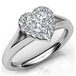 White Gold 14K Heart Cut With Round Halo Genuine Diamond Ring 5.90 Ct