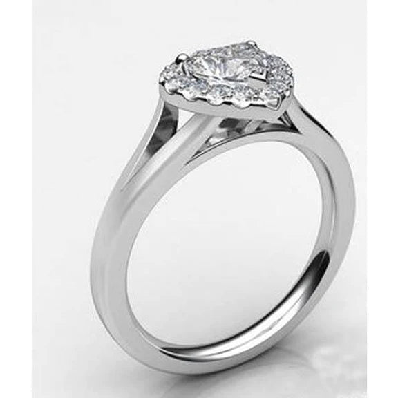 White Gold 14K Heart Cut With Round Halo Genuine Diamond Ring 