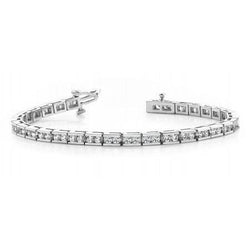 White Gold 14K Ladies 6.40 Carats Real Round Natural Earth Mined Diamonds Tennis Bracelet New