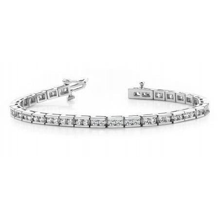 White Gold 14K Ladies 6.40 Carats Real Round Diamonds Tennis Bracelet New