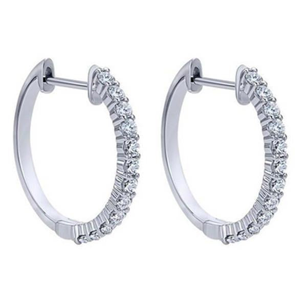 White Gold 14K Ladies Hoop Earrings 2.65 Carats Real Sparkling Diamonds - Hoop Earrings-harrychadent.ca
