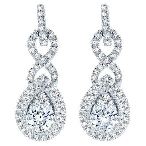 White Gold 14K Lady Dangle Earrings 3.60 Carats Sparkling Natural Diamonds