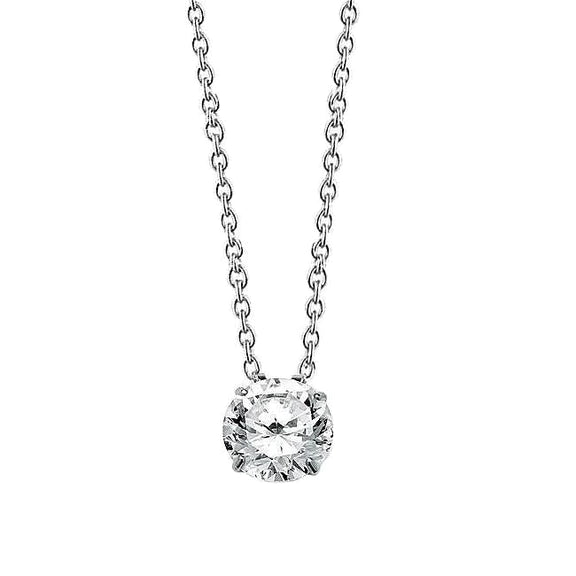 White Gold 14K Natural Diamond Pendant Necklace 1.50 Carats Round Cut Jewelry