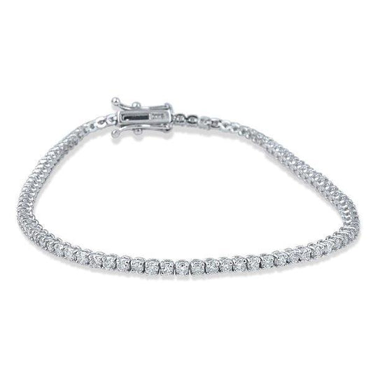 White Gold 14K Natural Round Cut Natural Diamond Tennis Lady Bracelet 7 Ct