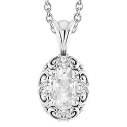 White Gold 14K Old Mine Cut Oval Real Natural Earth Mined Diamond Pendant 4.50 Carats