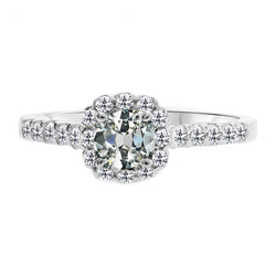 Diamond Old Mine Cut Halo Engagement Ring 3 ct in 14K White Gold