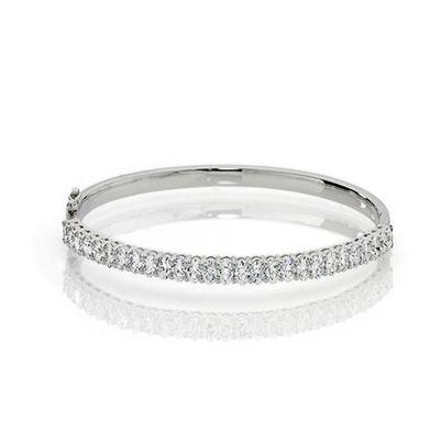 White Gold 14K Oval Cut 6.75 Carats Real Diamond Women Bangle