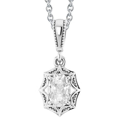 White Gold 14K Oval Old Miner Real Diamond Pendant Star Style 3 Carats
