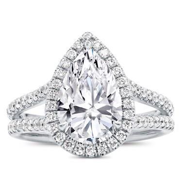 White Gold 14K Pear And Round Cut Halo 4.00 Carats Genuine Diamond Ring