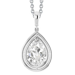 White Gold 14K Pear Old Miner Solitaire Natural Diamond Pendant 2.50 Carats