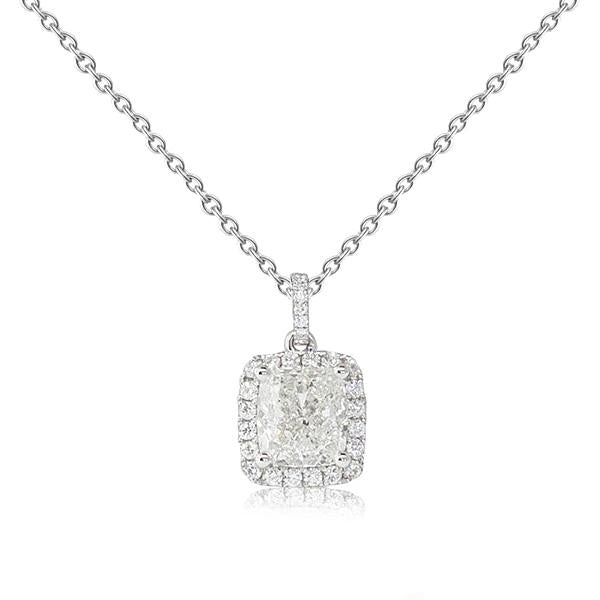 White Gold 14K Pendant Necklace With Chain 1.85 Carats Natural Diamonds