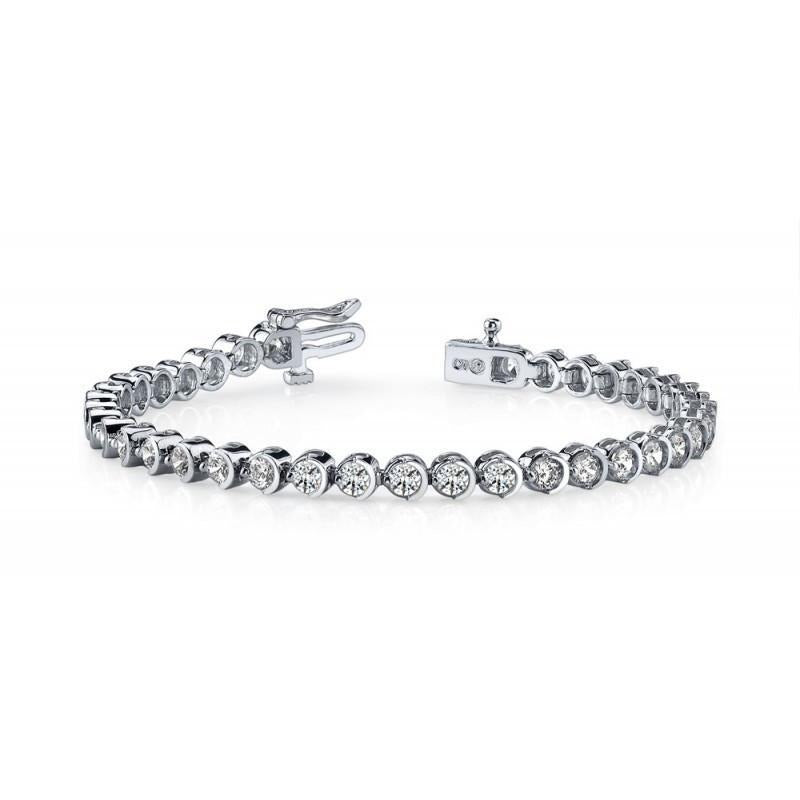 White Gold 14K Prong Real Diamonds Basic Tennis Bracelet 5.70 Carats - Tennis Bracelet-harrychadent.ca